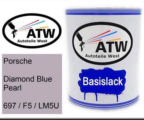 Porsche, Diamond Blue Pearl, 697 / F5 / LM5U: 1L Lackdose, von ATW Autoteile West.